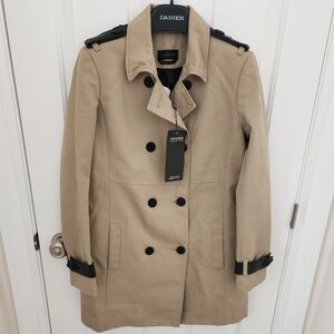 Danier Beige Trench Coat with Black Accents